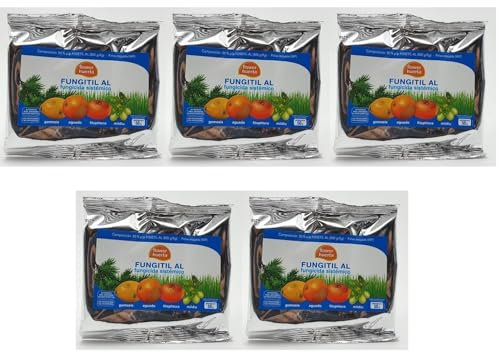 Fungicida Fosetil 80%. Tratamiento válido para 100 litros de agua. Utilizado para combatir hongos como gomosis, mildiu, aguado, fitophtora (5 sobres de 50 gramos)