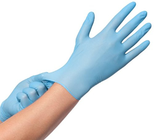 Guantes de nitril desechables azules para niños, guantes de nitrilo, guantes de protección, universales, para manualidades, pintura, jardinería, cocina, limpieza (XS) (20 unidades), azul.