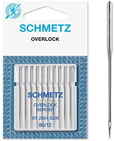 SCHMETZ | 10 Nähmaschinennadeln | Overlock Jersey | SY 2054 SUK / 16X75 SUK | Nadeldicke 80/12 | Hinweis: Überprüfen Sie das empfohlene Nadelsystem in der Bedienungsanleitung