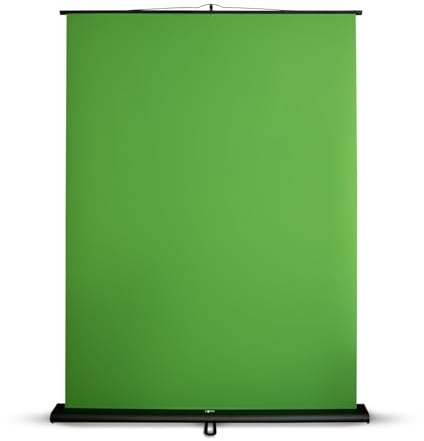 Floordirekt Greenscreen Rollup Ausfahrbarer Fotohintergrund mit Ständer | Chroma Key Panel Leinwand für Content Streaming Fotografie, Video, TV, Gaming | Studio Hintergrundentfernung | 150x200cm