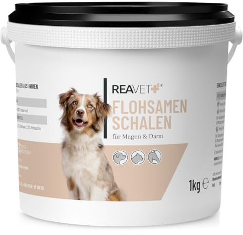 ReaVET Ciotole per semi di psillio per cani e cavallo, 1 kg – puro in qualità premium, ricco di fibre, senza glutine, semi di psillio per cavalli, cani e gatti in qualità premium, senza additivi