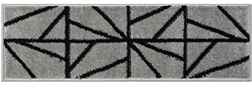 Glary Home 15er Set Stufenmatten 22cm x 71cm x 1.2cm Treppenteppich Selbstklebend / GH39A-BGRY (Dreiecksmuster, Schwarz - Grau)