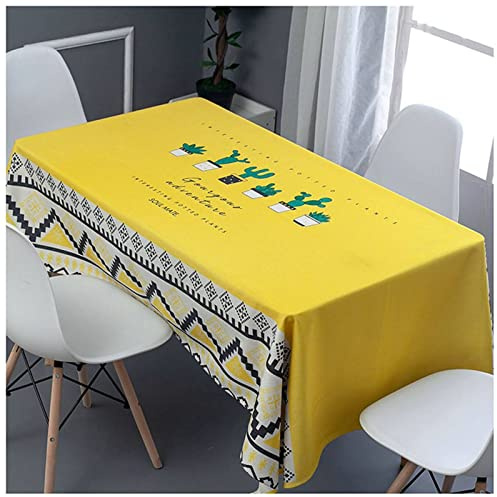 EHOMERY Nappe Table Basse Carrée Nappe Anti Taches Cactus Noel Linge De Table Nappe Rectangulaire Anti Tache Jaune Décoration De Protection De Table 110X170Cm