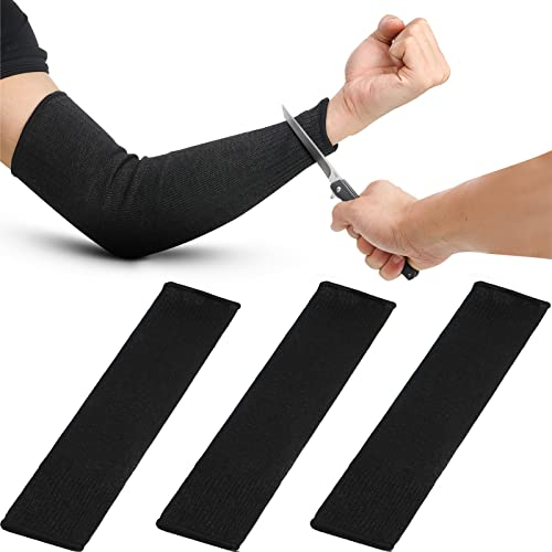 Chuarry 3 Paar schnittfeste Armschützer für dünne Haut und Blutergüsse, Stufe 5, Armschutz für Männer und Frauen (schwarz)