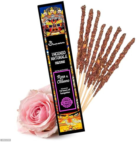 Peruanischer Weihrauch in Stäbchen Rose und Olibanum - 100% natürliche Körner und Kräuter - handgefertigt in Peru