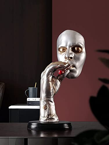LIPPSY Smoking Thinker Statue,Smoking Cigar Man Statue,Abstract Art Resin Figurine,Modern Creative Home Sculptures Objects Piano Desktop Decor (Color : Claret)