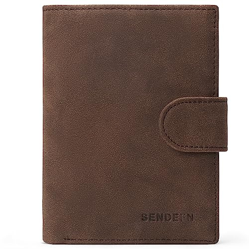 SENDEFN Herren Geldbörsen mit RFID Schutz, Groß Portemonnaie Herren Leder in Hochformat, Trifold Geldbeutel Herren, Brieftasche Wallet Portmonee mit 16 Kartenfächer & Münzfach