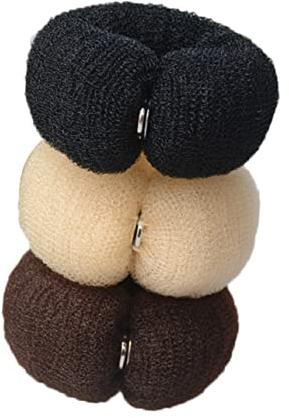 minkissy 3pcs Nylon Hair Curler Bun Maker Ponytail Holder for Women Girls Soft Roller for Diy Styling Hair Bun Maker Twist Accessory Random Color