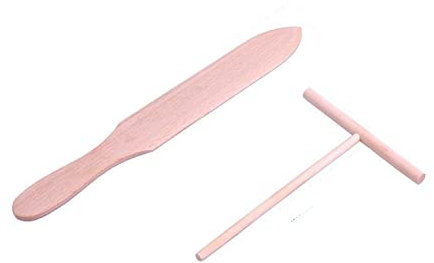 LATRAT Pack of 2 Crepe Dough Spreaders, Crepes Distributors + Spatula, for Crepes Crepes in the Pan Wooden Crepe Maker Pancake Tool (C)