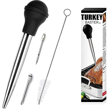 LANANUVO Juego de Jeringas para Asar de 304 Acero Inoxidable, con 2 Agujas, Jeringa para Alimentos Cocina, Pipeta para Pavo, Inyección de Marinado para Barbacoa, Carne, Herramienta de Cocina