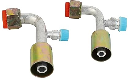 Wisepick Klimaanlagen-AC-Armaturen-Set #8 und #10, weiblich, Oring-Beadlock, 5/8-18UNF, 90 Grad, mit R134a Druckventil