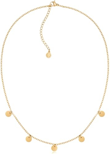 day.berlin Plättchenkette Liva 18k vergoldet | Damen Coin Halskette 40+5cm, 316L Edelstahl nickelfrei & wasserfest
