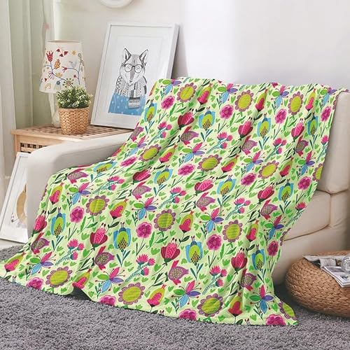 EHOMERY Kuscheldecke Mit Spruch Decken Zum Selbst Gestalten Kuscheldecke Warme Decke Camping Blumen Pflanzen Nickerchen-Decken Dekorative Weiche Kuscheldecken Grün 240x180cm