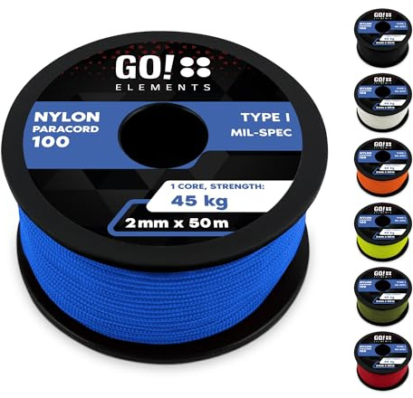 Paracord 100 Typ I | ø 2mm - 3 Kerne - max. 45 kg | 100% Nylonschnur, Seil - reißfest | Allzweckseil, Survival Schnur, Nylonseil, Reepschnur & Maurerschnur