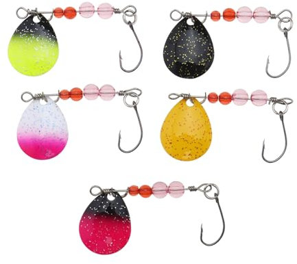 EMSea 5 st fiske trout spinner fiske lura set fiske spinnerbait kit enkel krok fiske lockar metall fiske lockar bete fiskeutrustning för brutbas 2,2 g