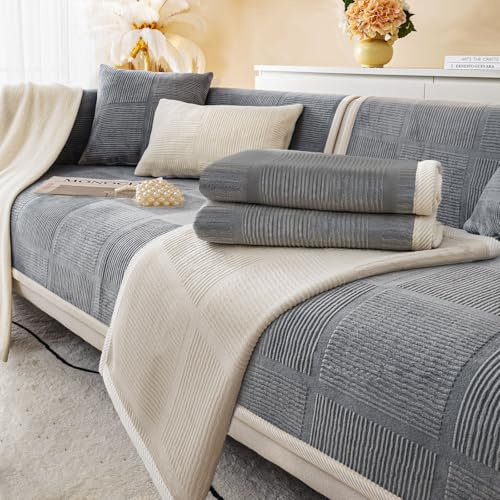 BXAEYIPOR Copridivano con supporto antiscivolo, universale, strutturato, resistente, a forma di L, per soggiorno, disponibile in diverse dimensioni