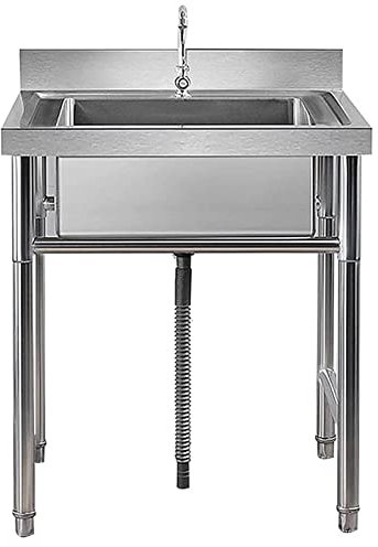 Lavamani da Cucina Lavello, Lavamani in Acciaio Inossidabile Lavamani Commerciali Kitchen Basin Catering a Mano con Rubinetto Lavaggio a Mano per Cucina Ristorante e Casa, RMCFHX, a, 60 * 60 * 80cm