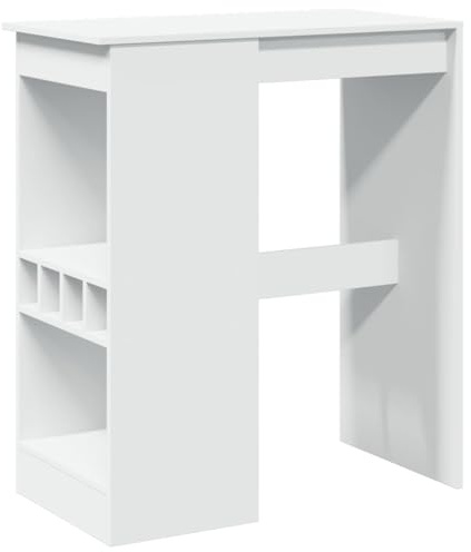 vidaXL Bartisch mit Regal Weiß 90x47,5x103,5 cm Holzwerkstoff