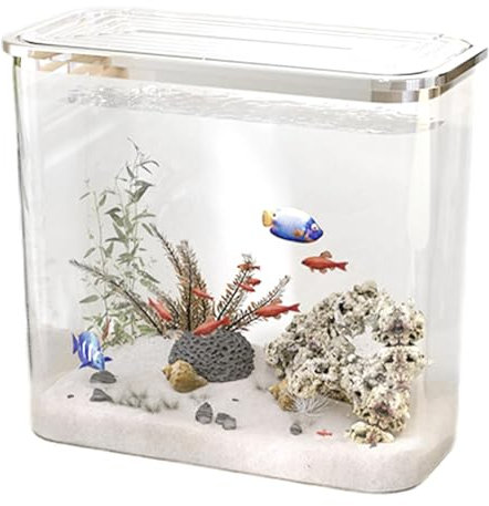 Anfänger-Aquarium, kleines Aquarium,Kleines Betta Aquarium Desktop-Aquarium - Landschaftsschildkrötenbecken, Fischaquariumbecken, dekoratives Bettabecken für das Heimhotelrestaurant