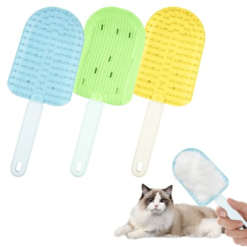 Dayinkes 3PCS Katzenzungenkamm, Cat Tongue Comb Tragbar Zungenbürste für Katzen, Haustier-Pflegebürste, Haustier-Eiscreme-Massagekamm, Weiches Silikon Haustierbürste für Katzen, Für Haustiere Shedding