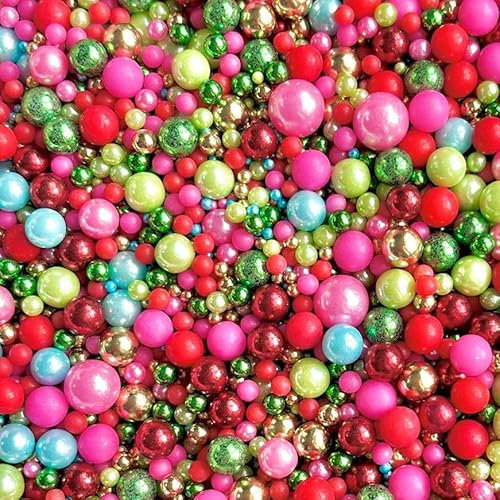 Christmas green blue pink red gold metallic sprinkles edible pearls cupcake cake toppers biscuits ball mix pearls decoration 100s 1000s party baking FAIRY LIGHTS
