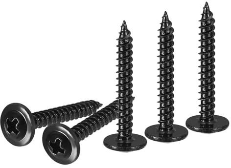 sourcing map 50Pcs #8×1-1/4 Phillips Head Self Tapping Screws, Carbon Steel Flat Head High-Strength Quick Tapping Screws Wood Screw for Wood, Metal, Plastic, Black