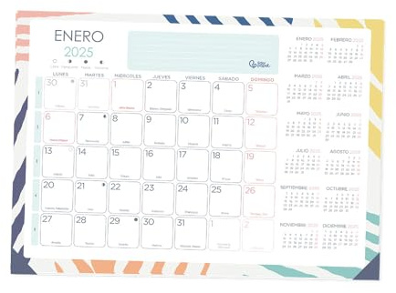 Planning mensual calendario liderpapel planificador joven 2025 44x32 cm con pegatinas lomo engomado papel 128 gr.
