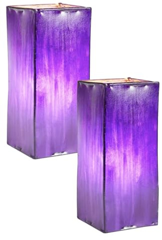 Uppsättning av 2 orientaliska bord Janka 30 cm läderlampa fyrkantig lampa | marockanska små bordslampor av metall, lampskärm av läder | orientalisk dekoration från Marocko, färg lila