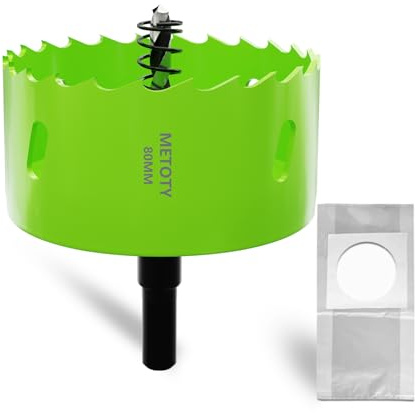 METOTY Scie cloche bi-métallique de 80 mm, scies cloches universelles HSS M42, avec adaptateur à tige triangulaire et foret de centrage, un sac anti-poussière gratuit pour aluminium, métaux