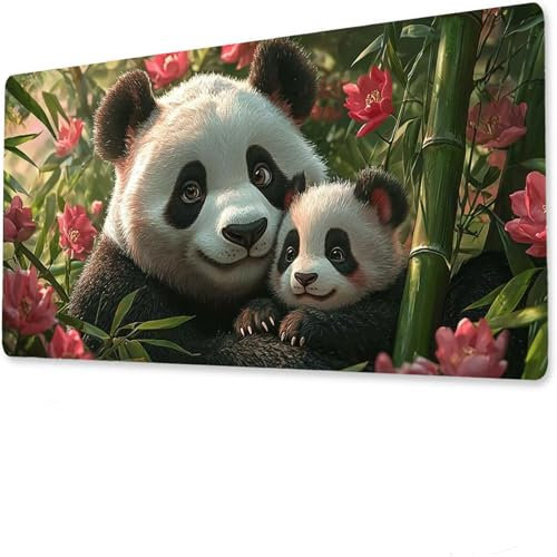 Planta Alfombrilla Ratón, XXL 1200x600x3mm Mouse Pad Grande, Base de Goma Antideslizante, con Bordes cosidos tapete Escritorio, Antideslizante Alfombrilla Teclado Panda, Adecuado doméstico I-4