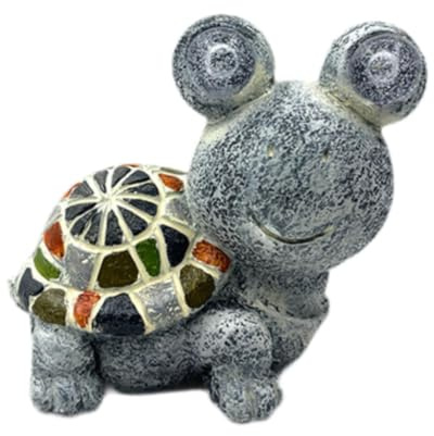 Dualoai Statue de Grenouille En Jardin avec Lumière Solaire pour Décoration Extérieure, Tortue