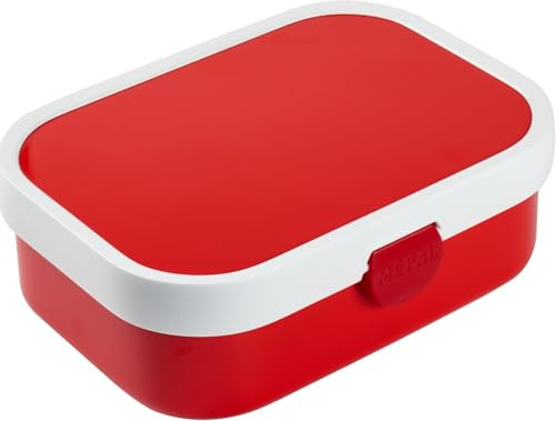 Mepal Brotdose Campus - Bento Box für Kinder - Brotdose mit Fächern & Gabel - Meal Prep Box mit Clip-Verschluss - BPA-frei & Spülmaschinenfest - 750 ml - Rot