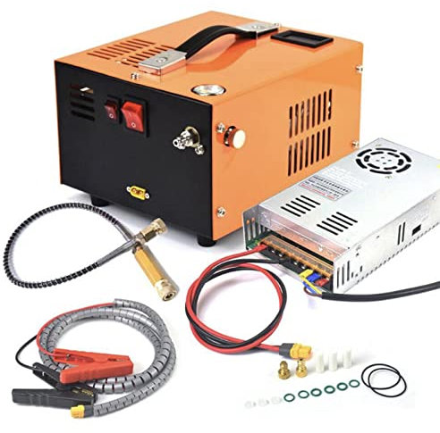 Portable PCP Air Compressor, 12V DC/110V-220V AC, 4500 PSI, High Pressure Pump for PCP Air Rifles and Scuba Tanks, Compact Paintball Air Compressor, Efficient & Reliable