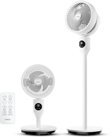 Candy Standing Fan for Bedroom, 3 Heights Adjustable Pedestal Fan with Remote, 90° Oscillating Floor Fan, 8 Speeds & 3 Modes, 25dB Quiet Room Fan, 12H Timer, for Dorm, Home, Office