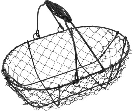 OUNONA Cestino della collezione in ferro battuto cestino per la raccolta delle uova con maniglia cesti in filo per dispensa cestino rustico cesto di uova di ferro Porta di uova Nero