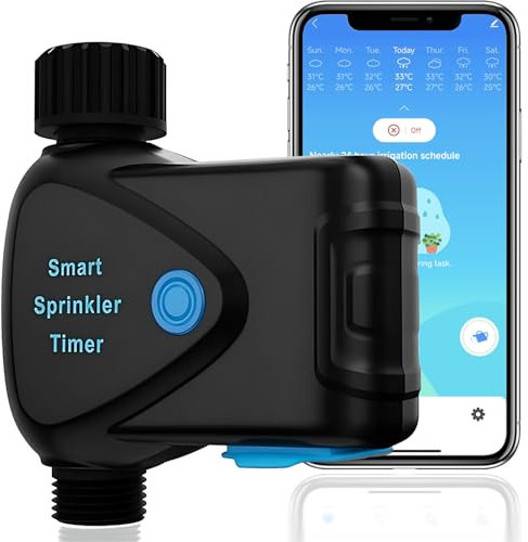 Timer Acqua WiFi con Misuratore Portata - Nessun Hub Richiesto, Timer Irrigazione Smart con Rilevazione Flusso Monitor Consumo Acqua in Tempo Reale