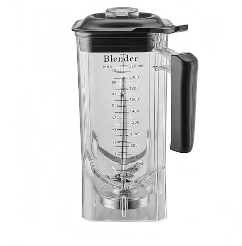 mhddhd Jarra de Vidrio de Repuesto for licuadora de 74 oz (2200 ml), Compatible con DEMASHI DMS-K95/K31 la licuadora Comercial. Vaso Mezclador de borosilicato Resistente con Tapa y asa antiderrames.