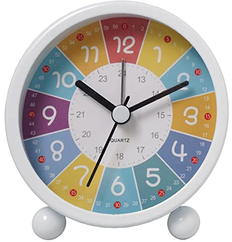 sveglie Sveglia for bambini Orologio da tavolo analogico silenzioso rotondo luminoso senza ticchettio, alimentato a batteria con allarme forte Piccolo orologio da scrivania for camera da letto, comodi
