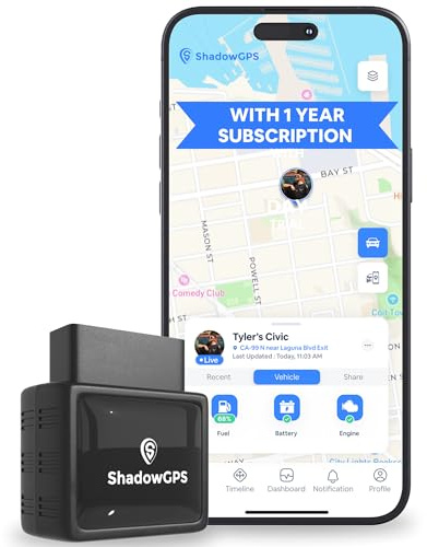 Real-Time OBD2 GPS Car Tracker – $12/Month with 1 Prepaid Year – Plug & Play Device for Families, Teens & Businesses with Trip History, Driving Alerts & GeoFence – Accurate, Easy Setup
