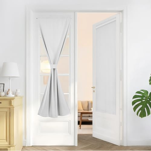 Deconovo Cortinas Opacas Efecto Lino para Puerta, 2 Paneles 55x150 cm