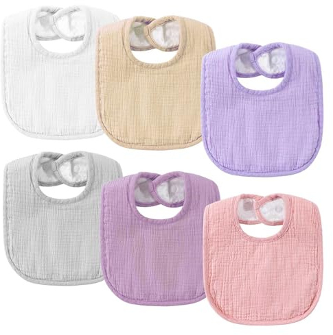 SLOSH Bavaglini Bavaglino Neonato Cotone Baby Pappa Morbidi Panno Per Ruttino Assorbenti Burp Neonati Neonata Lavabile (Rosa Viola)