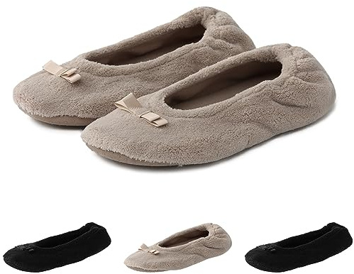 Chaussons Ballerines Femme Confortable, Pantoufle Chausson Ballerine Hiver Chaude Confort Pantoufles Fermé Chaussure Slippers Antiderapant Isotherme Chaussures Légères Intérieur/extérieur