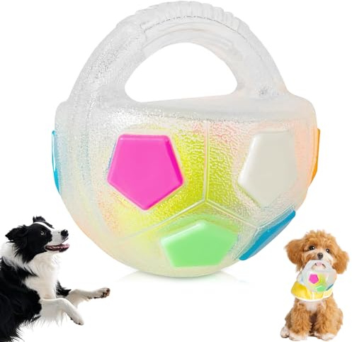 Yizemay Hundeball Hundespielzeug, Interaktives Hundespielzeug Hundeball Unzerstörbar mit Handle, 12cm Strapazierfähiger Hundebälle für Große Mittelgroße Hunde