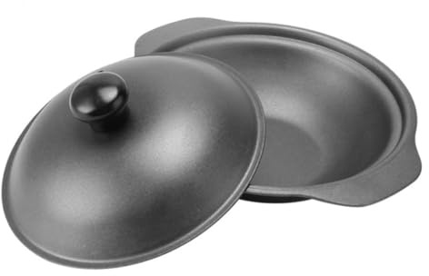 DIYEAH Olla de Hierro Fundido con Tapa de Hierro Cazuela Pequeña para Arroz y Pollo Guisado Distribución Uniforme del Calor y Ahorro Energético
