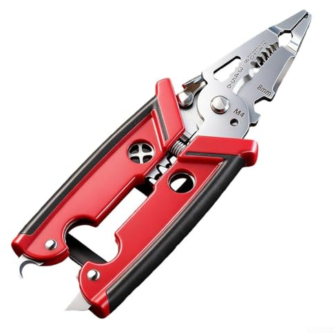 Yhenlovtt Pinza spelafili multifunzione 18 in 1 per elettricisti, strumento di riparazione in acciaio al vanadio con lame sostituibili, taglierina ergonomica e multifunzione per cavi (16 cm) (1 pezzo)