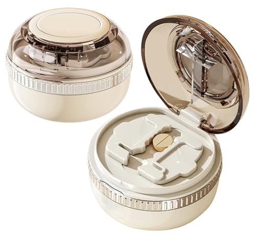 Dzmuero Tablettenteiler, Tablettenschneider, Tablettenteiler für alle tabletten kostenlos, Tragbar, 1 in 2 unterteilt, 1 in 4 unterteilt, Multifunktionaler Medizinschneider, Medikamentenbox