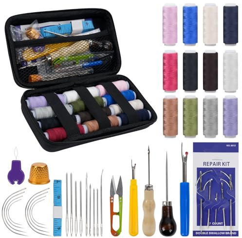 45 Pz Set di Strumenti da Cucito, Aghi per Cucire a Mano e Filo da Cucitos, Ago e Filo per Cucire, Set Cucito Professionale per donne e uomini, strumenti di riparazione