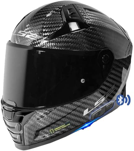 Designed LS2 FF811 Vector II Carbono Bluetooth Intercomunicador Sena Integrado - Casco de Moto Integral con Visor Solar, Pinlock y Pantalla Oscura - Helmets Unisex Hombre y Mujer - ECE 22.06 (L)