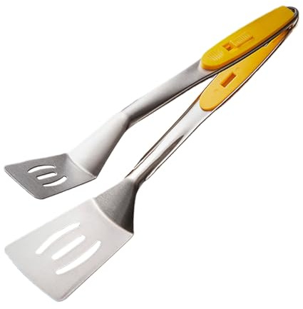 Sionhiuo Barbecue Tongs - Lockable 2 in 1 Kitchen Tongs | Barbecue Tongs with Ergonomic Grip Recesses, for Turning Serving Meat Fish in Kitchen Garden Camping