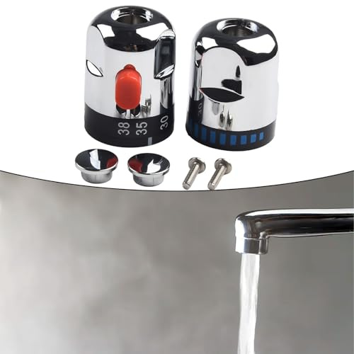 ABS Based Thermostatic Control Handle with Chrome Finish for Bath Shower Mixer Taps Includes Stop Ring and Grub Screw for Mounting